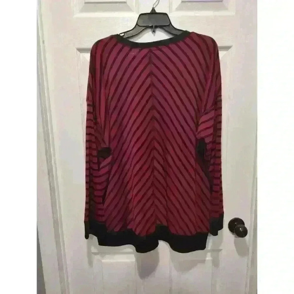 Jones‎ New York Sport Mulled Wine Black Striped Cotton Sweater 2XL - Picture 2 of 7